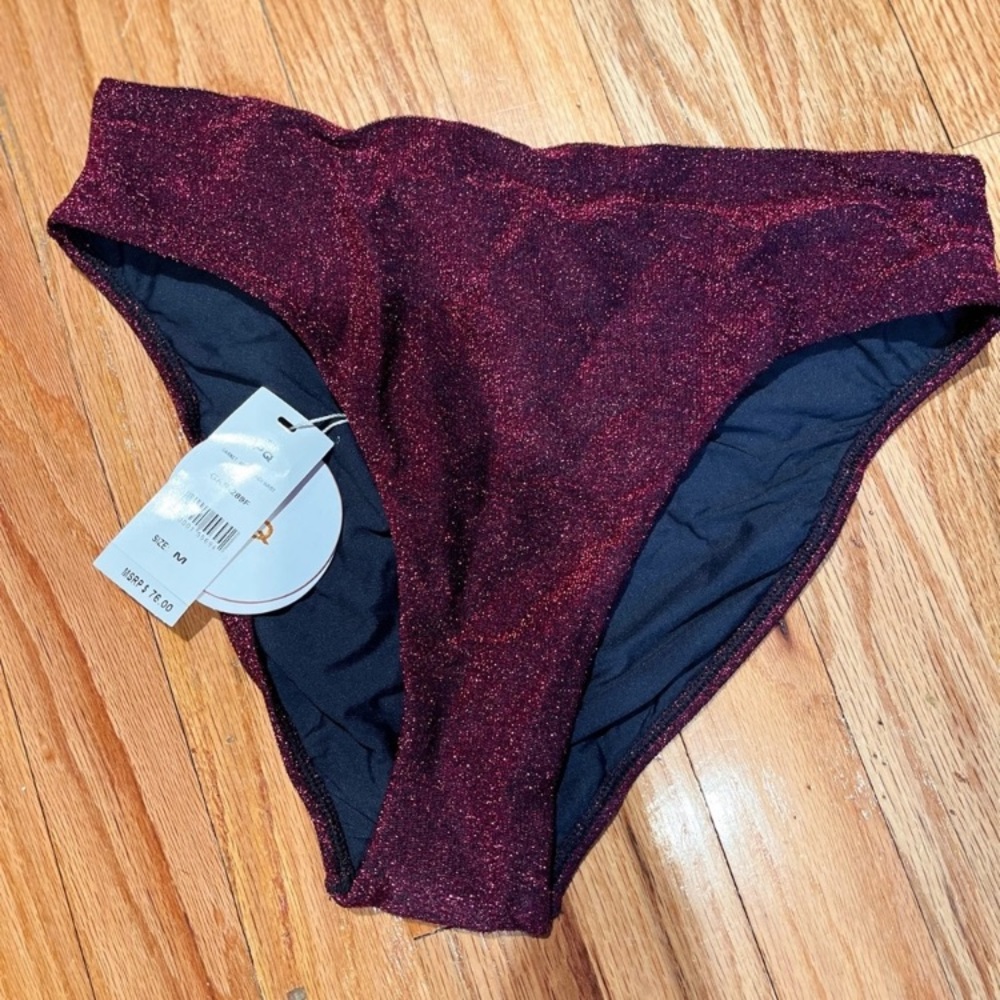 NWT PilyQ Garnet Sparkle Hillary High Waist Bikini 👙D Cup/medium bottom. - Picture 2 of 5